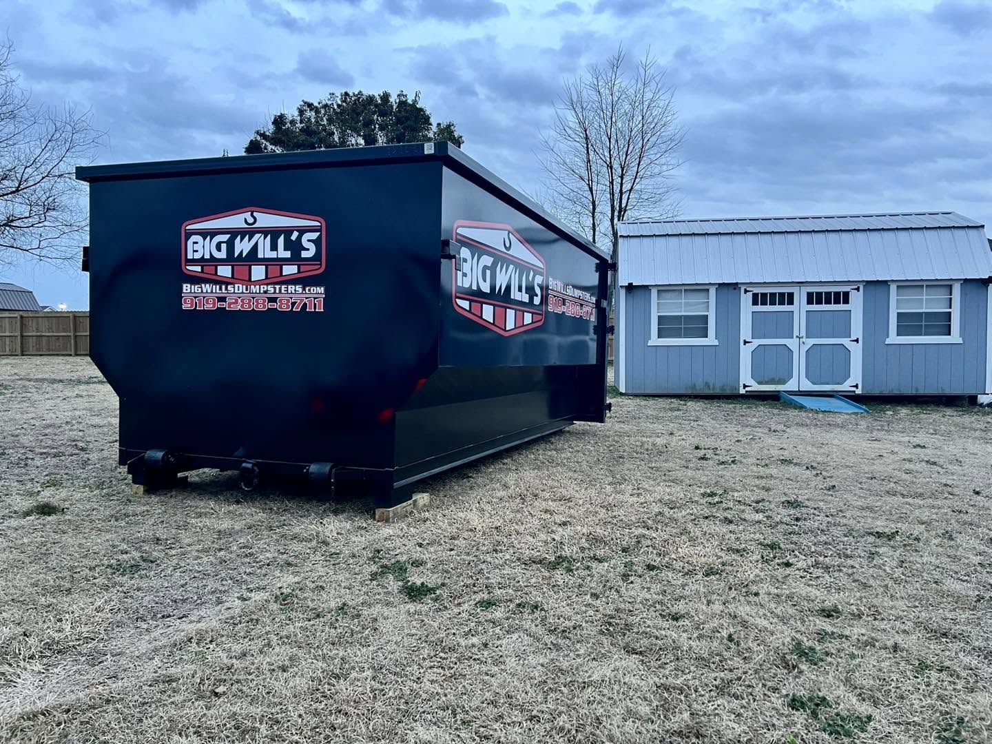 21 yard construction roll-off dumpster at a Wayne County job site